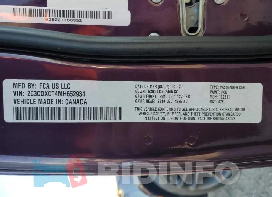 2C3CDXCT4MH652934 Photo# 12