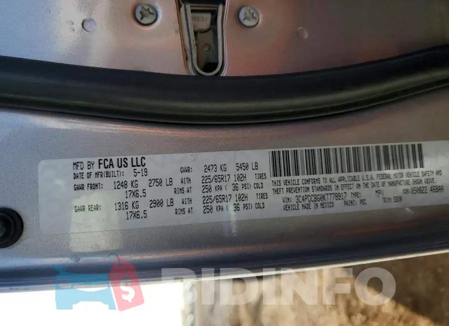 3C4PDCBG0KT778917 Photo# 14