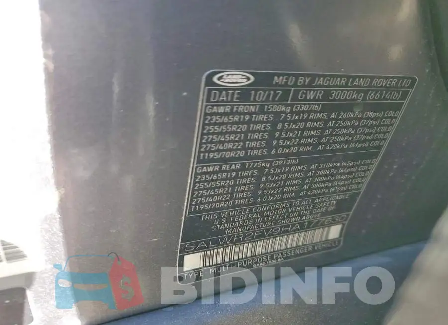 SALWR2FV9HA177630 Photo# 13