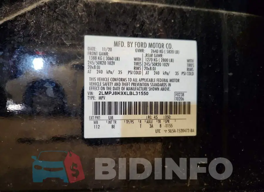 2LMPJ8K9XLBL31550 Photo# 12