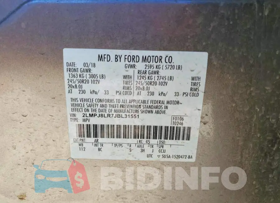 2LMPJ8LR7JBL31551 Photo# 14