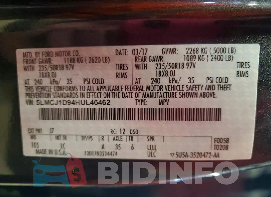 5LMCJ1D94HUL46462 Photo# 13