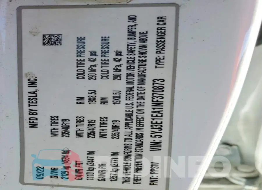 5YJ3E1EA1NF370873 Photo# 12
