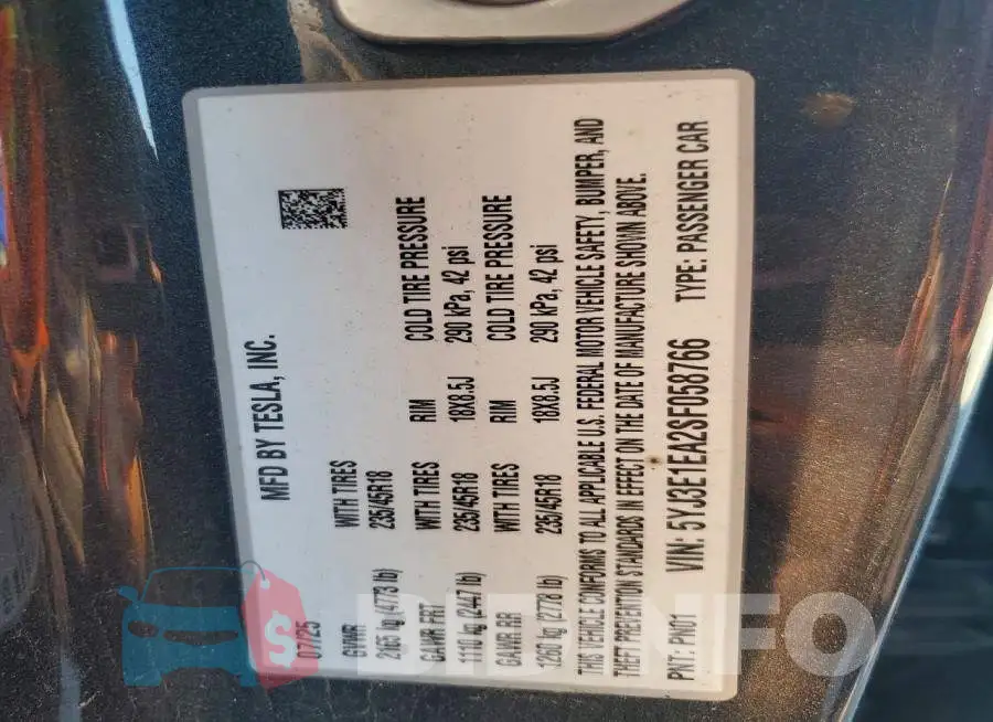 5YJ3E1EA2SF058766 Photo# 12