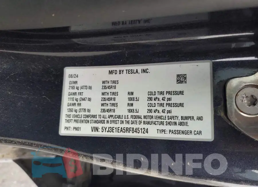 5YJ3E1EA5RF845124 Photo# 12