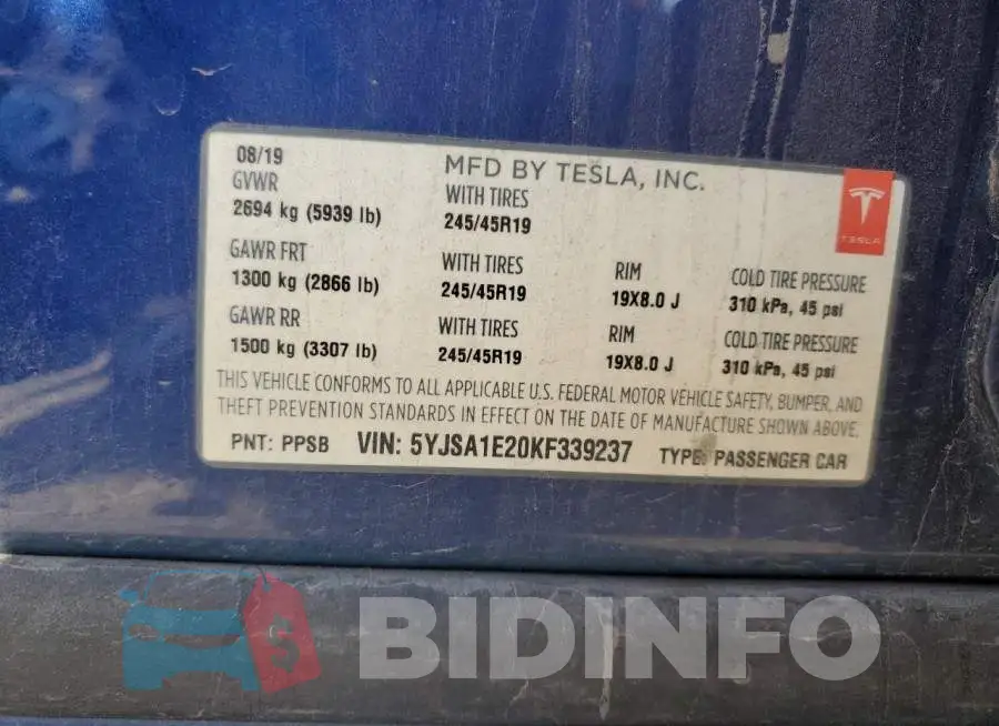 5YJSA1E20KF339237 Photo# 12