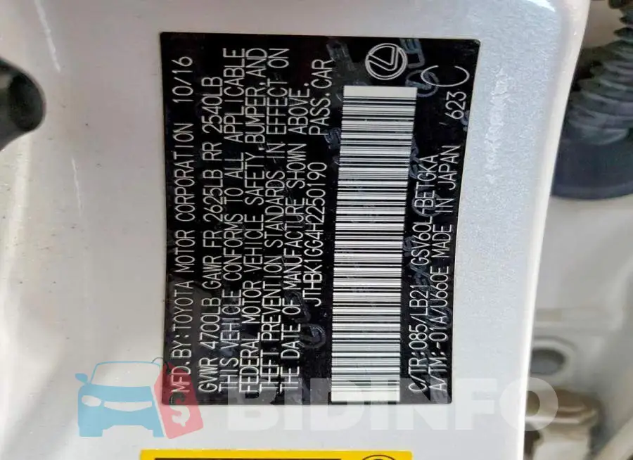 JTHBK1GG4H2250190 Photo# 13
