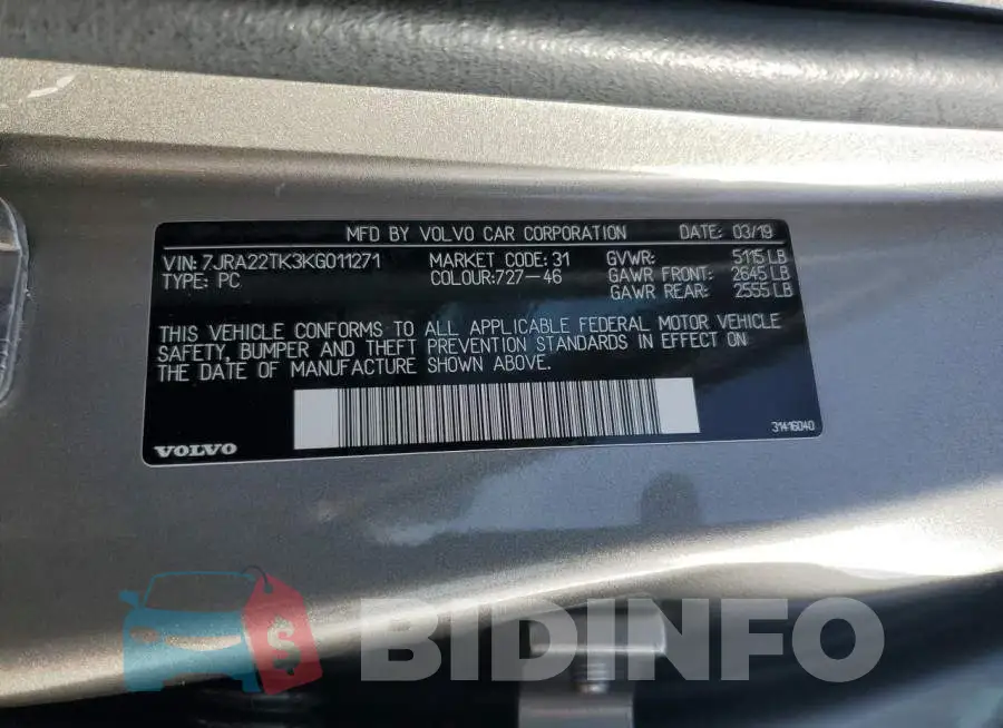 7JRA22TK3KG011271 Photo# 12