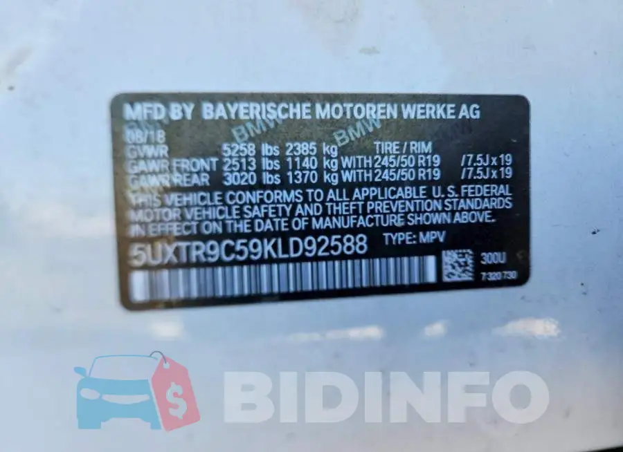 5UXTR9C59KLD92588 Photo# 13