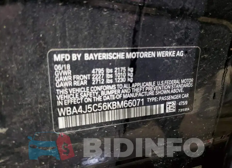 WBA4J5C56KBM66071 Photo# 13