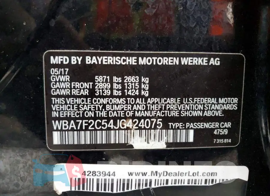 WBA7F2C54JG424075 Photo# 12