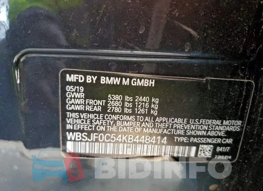WBSJF0C54KB448414 Photo# 12