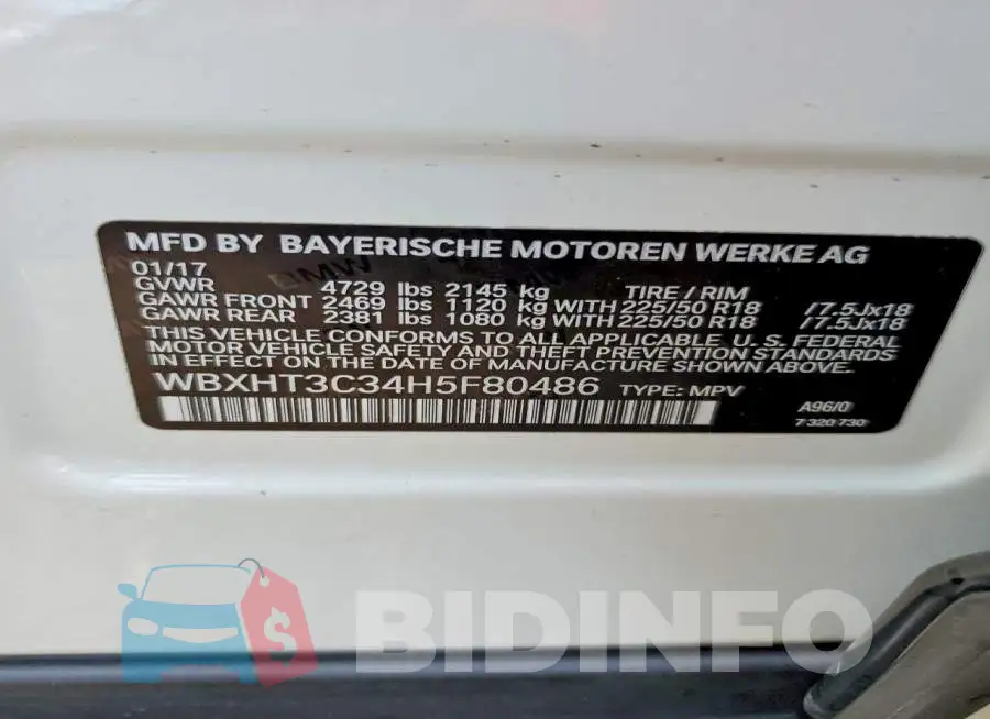 WBXHT3C34H5F80486 Photo# 11