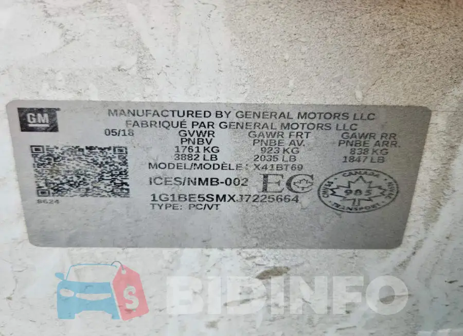 1G1BE5SMXJ7225664 Photo# 12