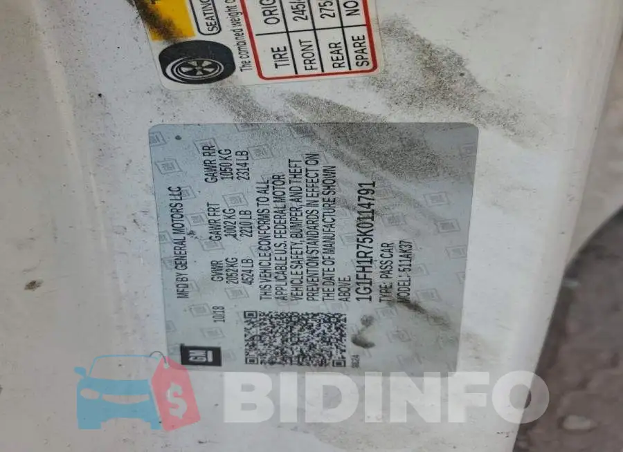 1G1FH1R75K0114791 Photo# 12