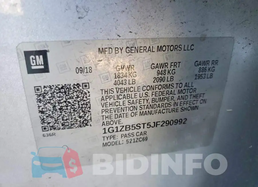 1G1ZB5ST5JF290992 Photo# 12