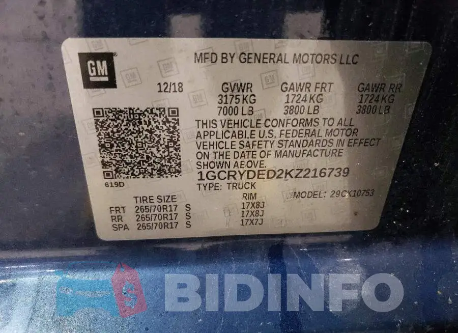 1GCRYDED2KZ216739 Photo# 12