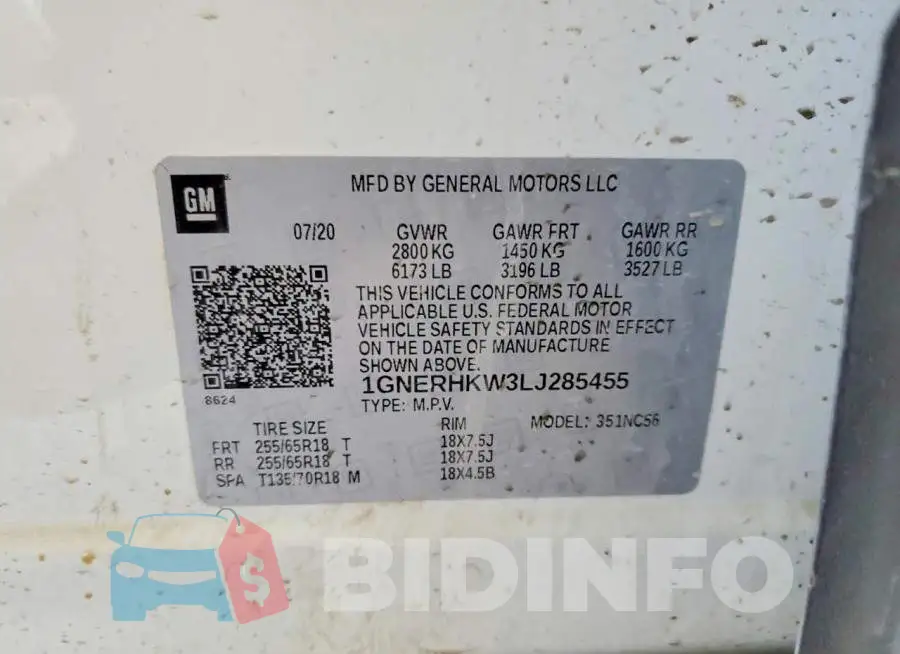 1GNERHKW3LJ285455 Photo# 13