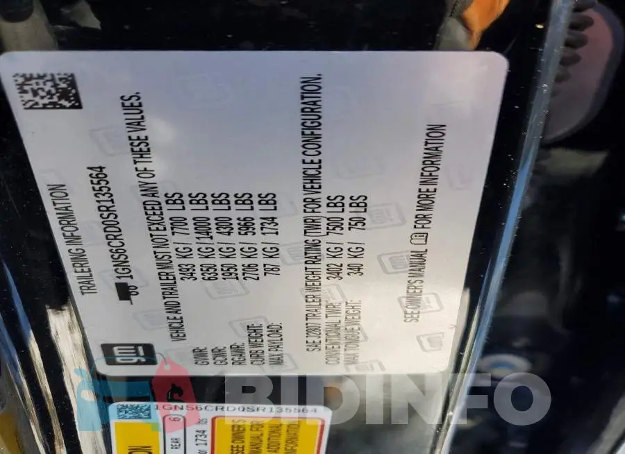 1GNS6CRD0SR135564 Photo# 13