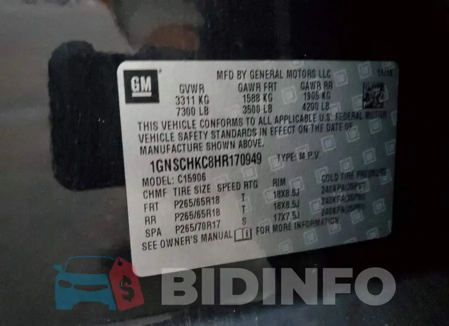 1GNSCHKC8HR170949 Photo# 14