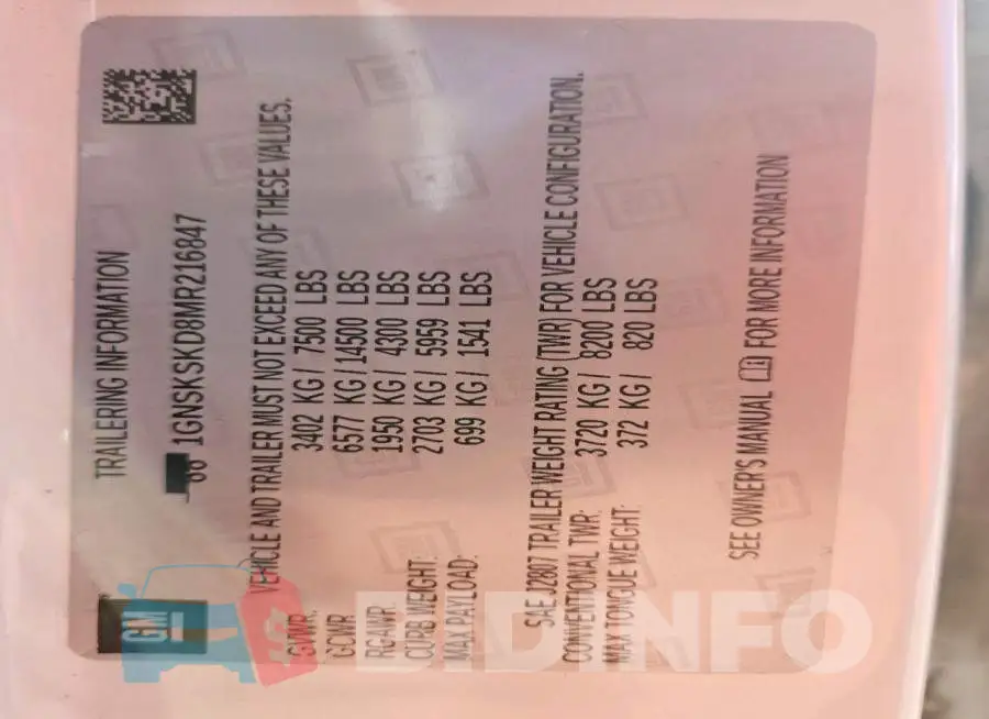1GNSKSKD8MR216847 Photo# 13
