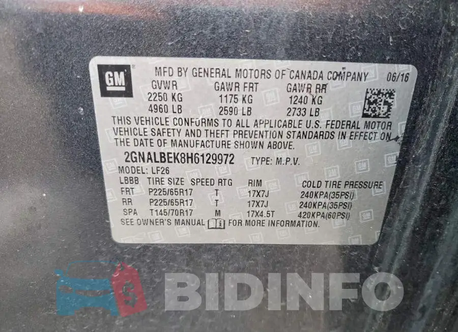 2GNALBEK8H6129972 Photo# 13
