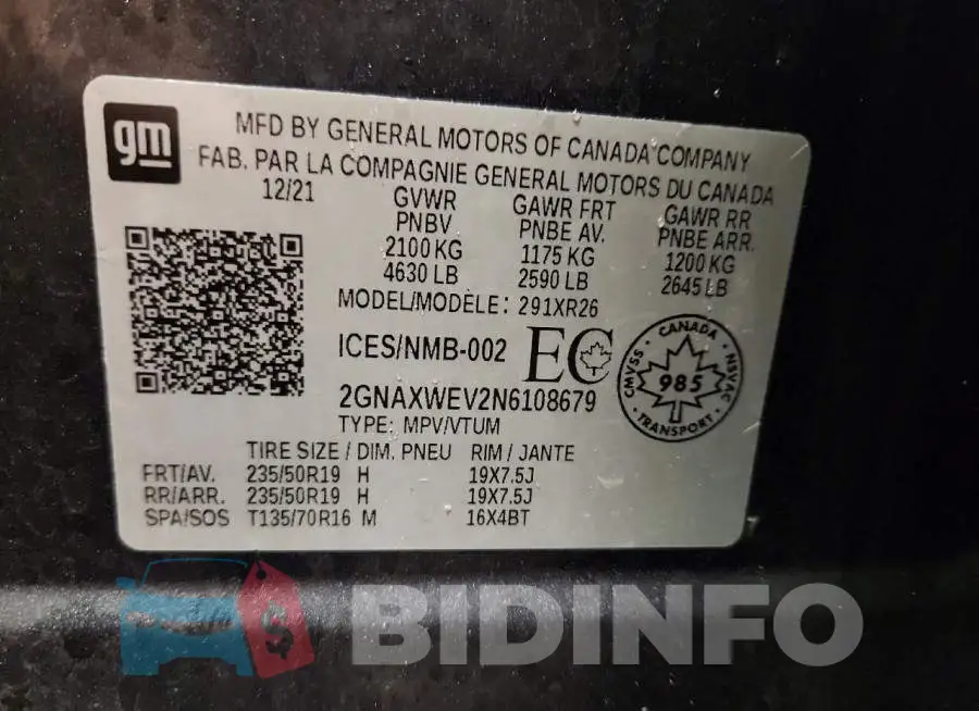 2GNAXWEV2N6108679 Photo# 12