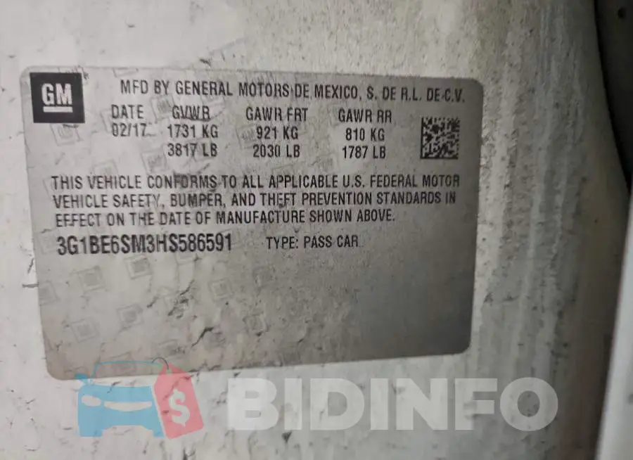 3G1BE6SM3HS586591 Photo# 13