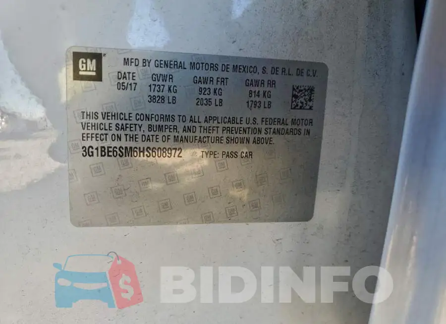 3G1BE6SM6HS608972 Photo# 13