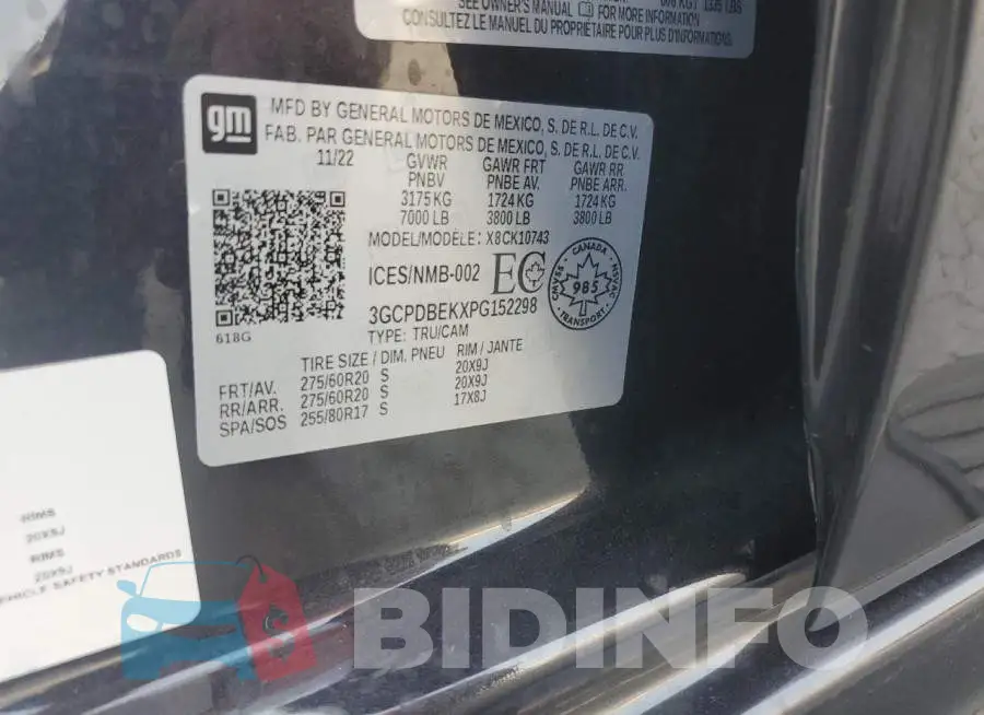 3GCPDBEKXPG152298 Photo# 12