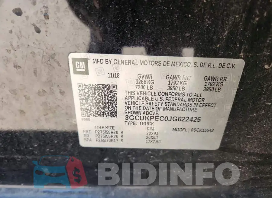 3GCUKPEC0JG622425 Photo# 12