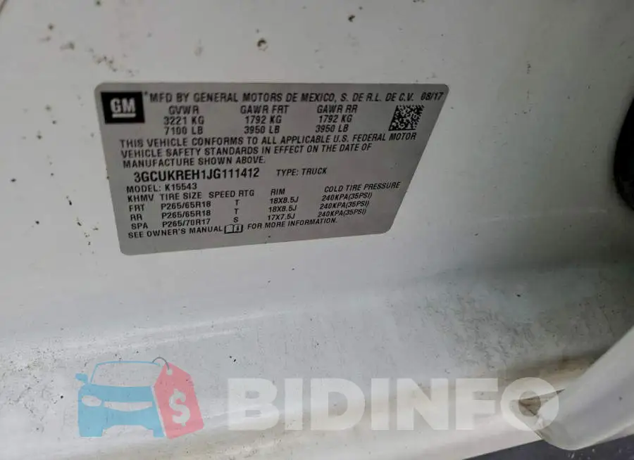 3GCUKREH1JG111412 Photo# 12