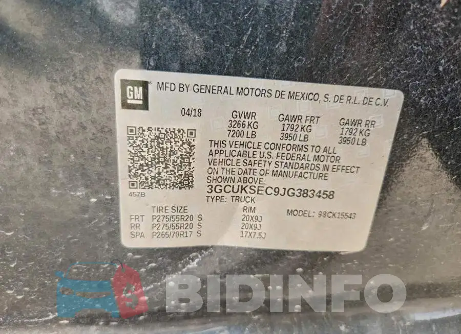 3GCUKSEC9JG383458 Photo# 12