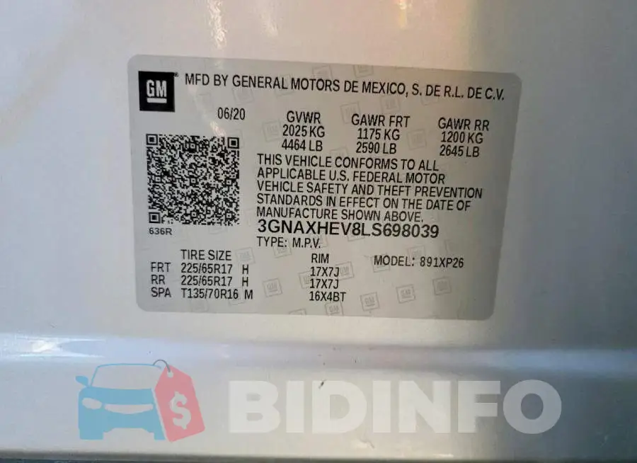3GNAXHEV8LS698039 Photo# 13