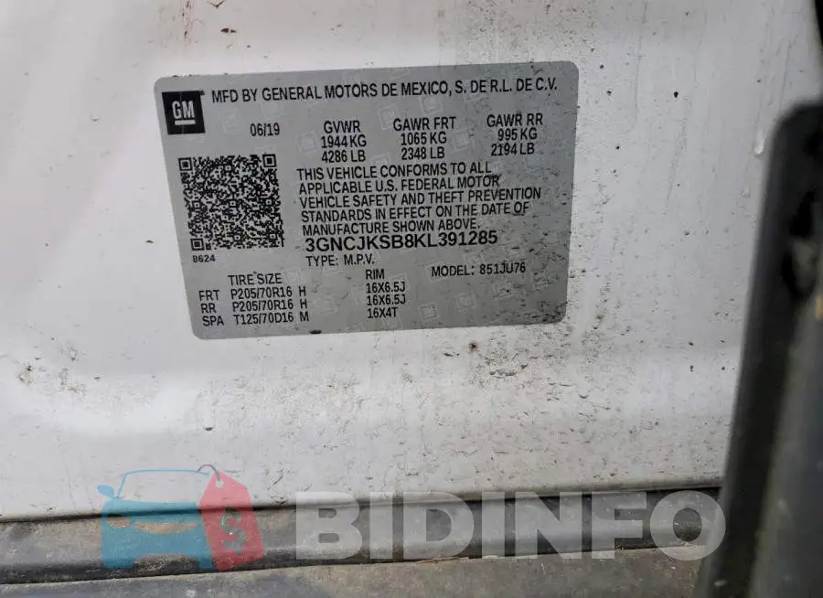 3GNCJKSB8KL391285 Photo# 12