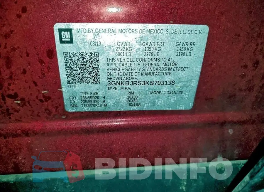 3GNKBJRS3KS703138 Photo# 13