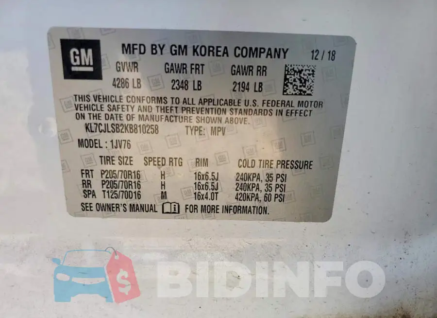 KL7CJLSB2KB810258 Photo# 12