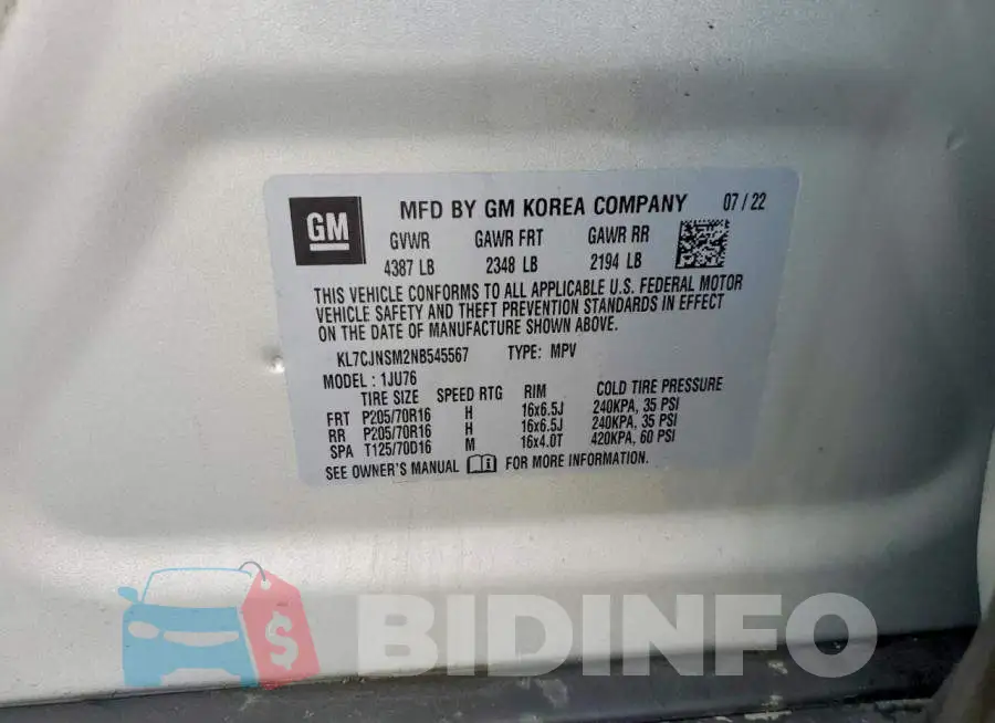 KL7CJNSM2NB545567 Photo# 13