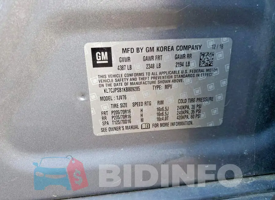 KL7CJPSB1KB809285 Photo# 13