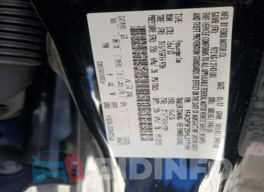 1FADP3F20HL217068 Photo# 12