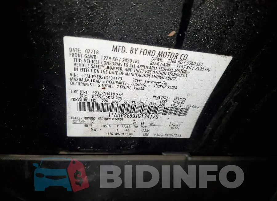 1FAHP2E83JG134170 Photo# 13