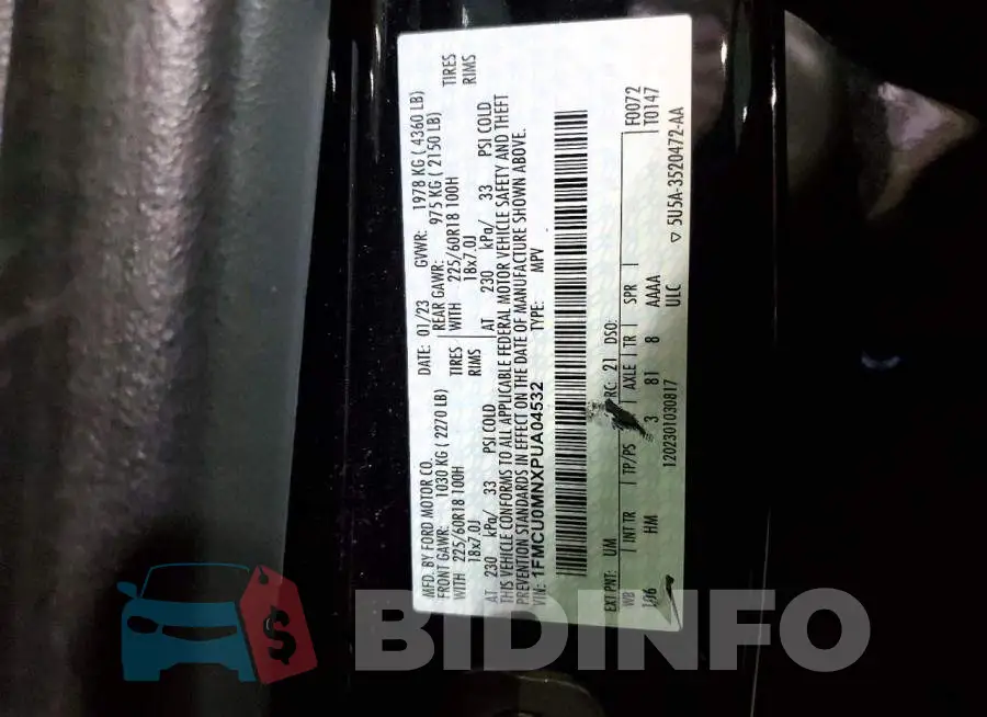 1FMCU0MNXPUA04532 Photo# 14