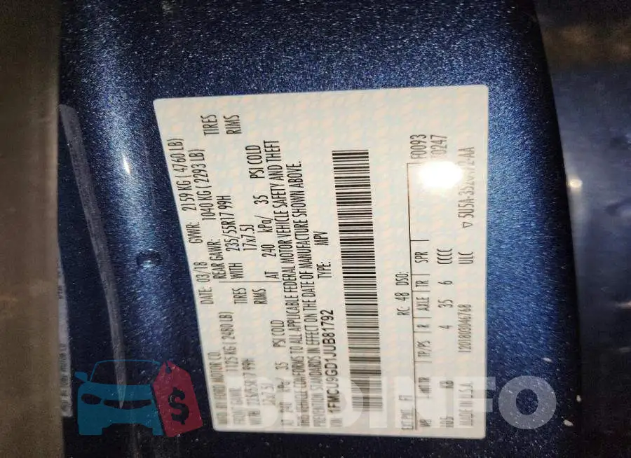 1FMCU9GD1JUB81792 Photo# 14