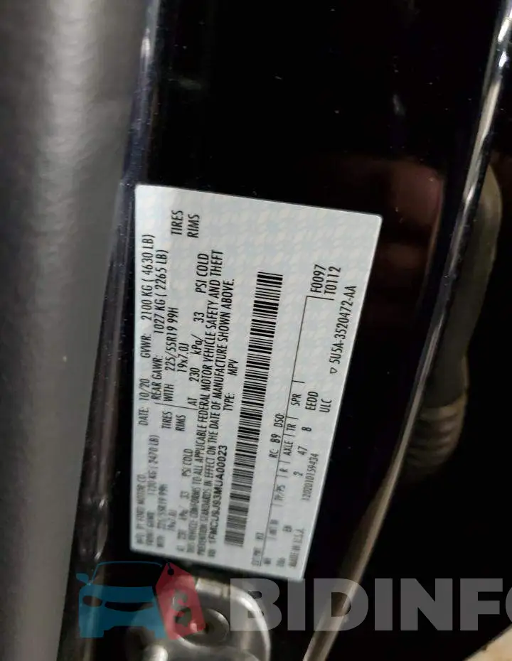 1FMCU9J93MUA00023 Photo# 13