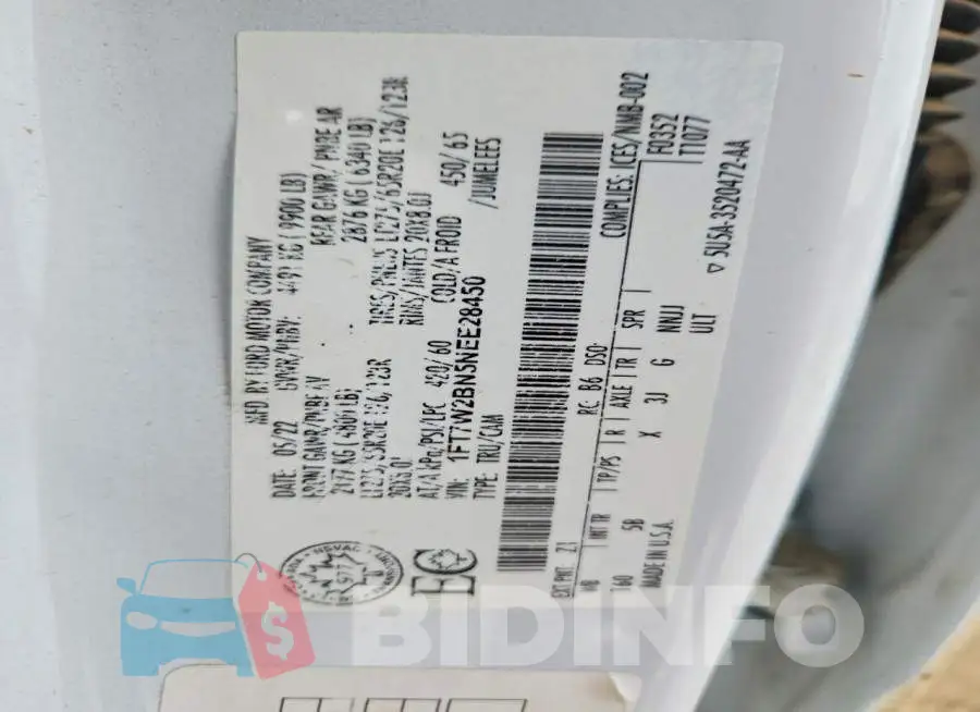 1FT7W2BN5NEE28450 Photo# 12