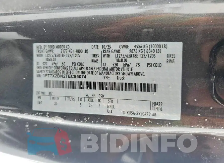 1FT7X2BN2TEC95074 Photo# 12