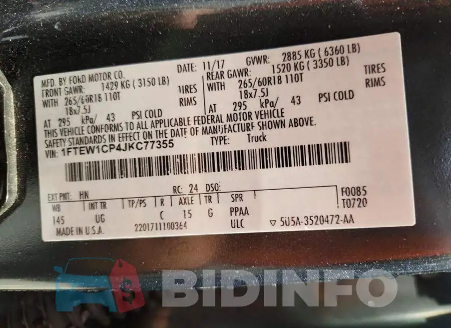 1FTEW1CP4JKC77355 Photo# 12