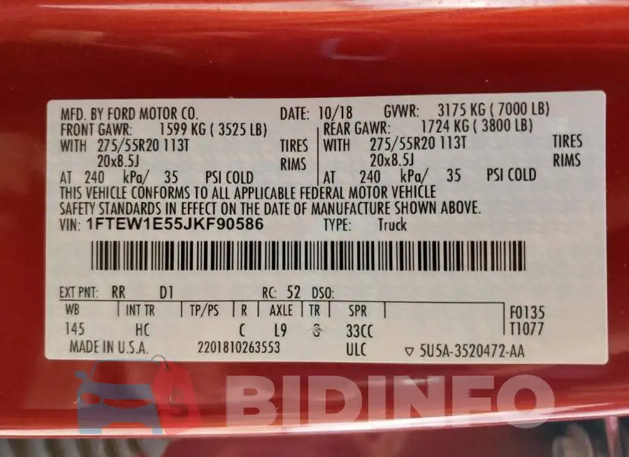 1FTEW1E55JKF90586 Photo# 12