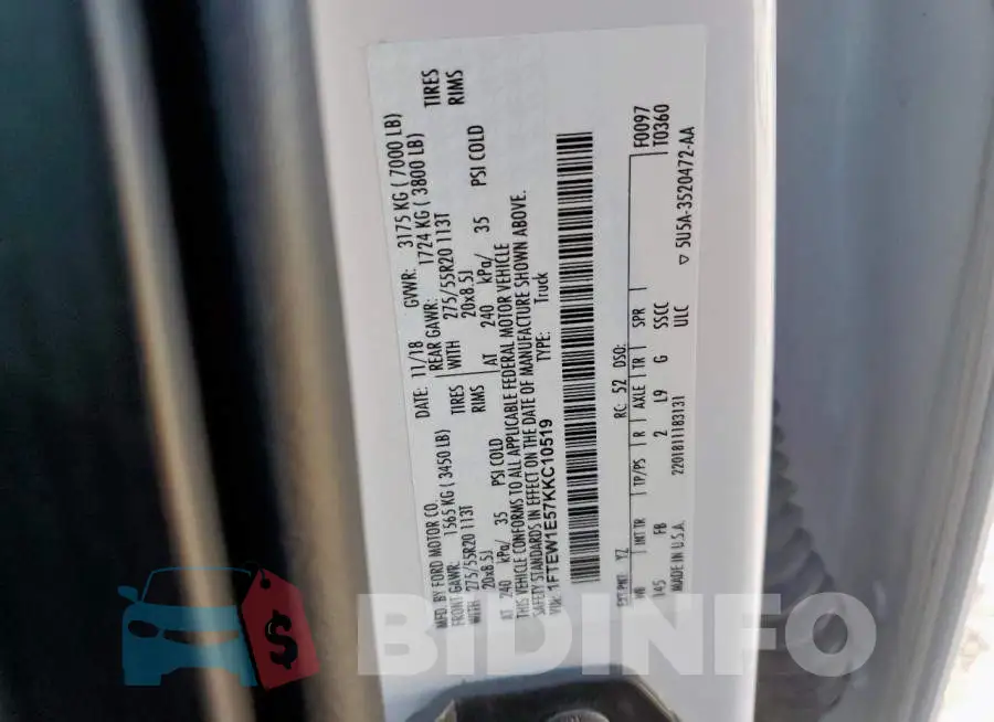 1FTEW1E57KKC10519 Photo# 12