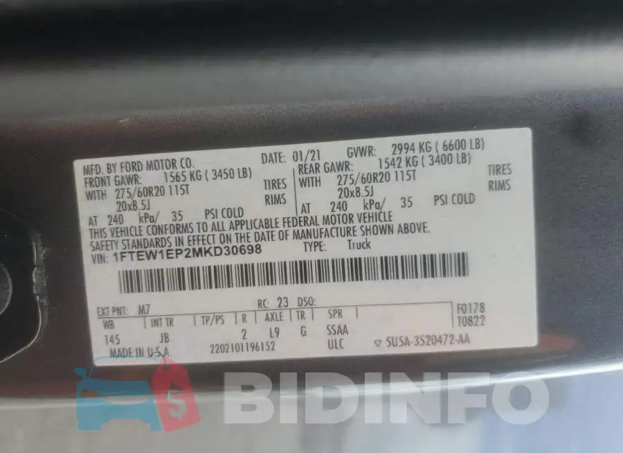 1FTEW1EP2MKD30698 Photo# 12